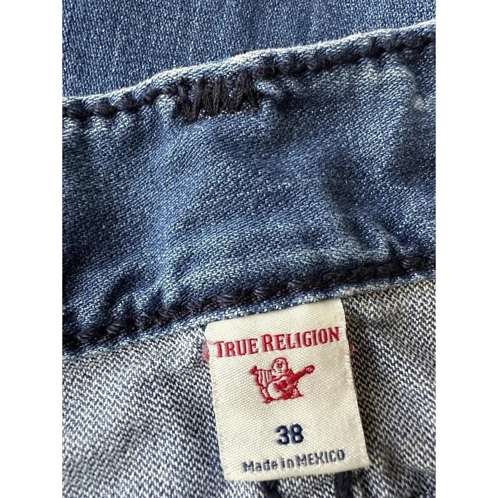 True Religion Ricky Relaxed Straight Flap Pocket Jeans Mens 38 Made USA Denim